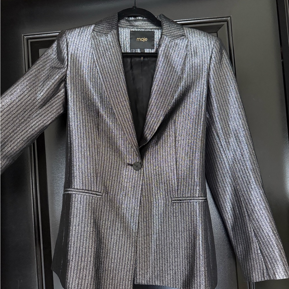 Maje Metallic Silver Blazer